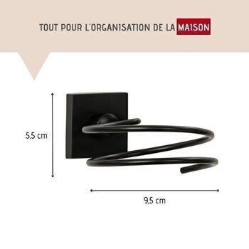 Support sèche cheveux en zinc noir mat Fackelmann New York 10