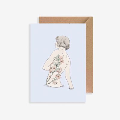 Illustrated postcard - with envelope - Le Bain