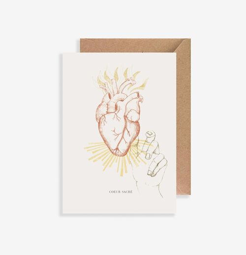 Carte postale illustrée - avec enveloppe - Coeur Sacré