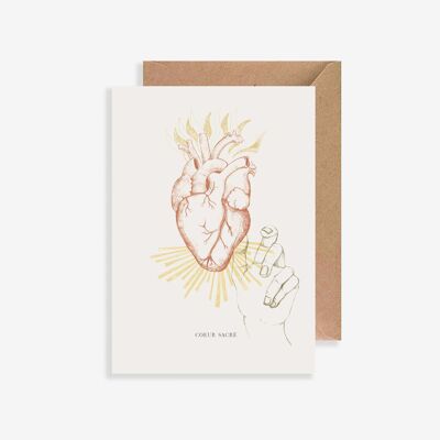 Carte postale illustrée - avec enveloppe - Coeur Sacré