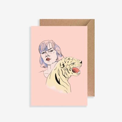 Carte postale illustrée - avec enveloppe - La Fille et le Tigre
