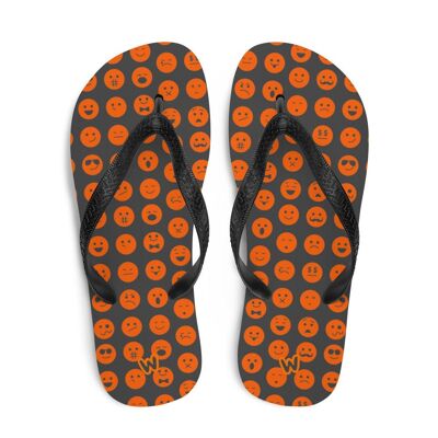 Pumpkin Emoji Flip Flops