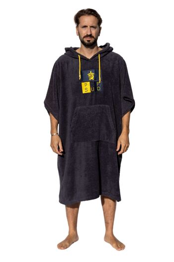 Poncho Surf Cinza Escuro - Tamanho Único - Algodão - avec mangas 1