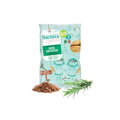ORGANIC SNACKS FOR BABY - MINI GRISSINI WITH FLAX SEEDS AND ROSEMARY - NO ADDED SALT - NO ADDITIVES - FROM 12 MONTHS - 20G