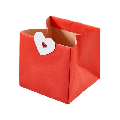 Heart red paper bag 12x12cm x 8 pieces