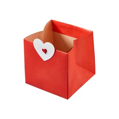 Heart red paper bag 10 x 10cm x 8 pieces