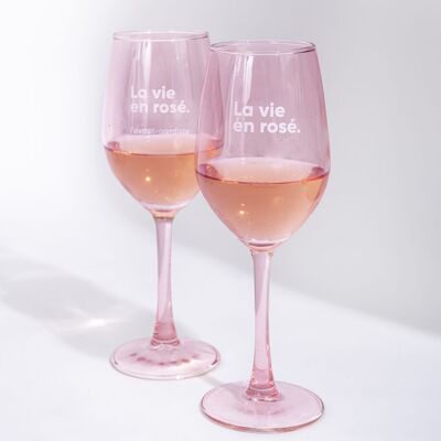Caja de 2 copas de vino rosado 🥂