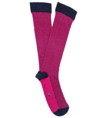 Miss Fuchsia-Navy Spike High Cane Sock 2