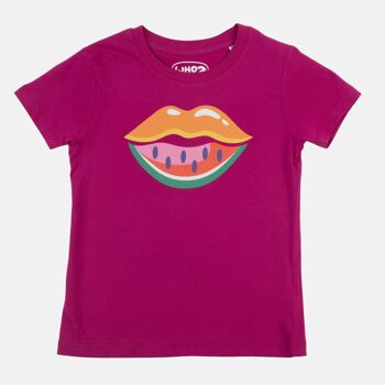 T-shirt enfant en coton bio "Melon Lips" 1