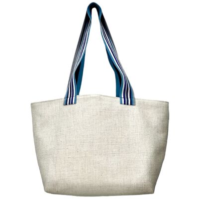 M walking bag, to personalize, ecru anjou blue strap
