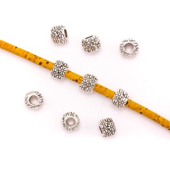 10 pièces pour perles de zamak argent antique en cuir de 5mm, composants de résultats d'approvisionnement en bijoux-D-5-5-146 1