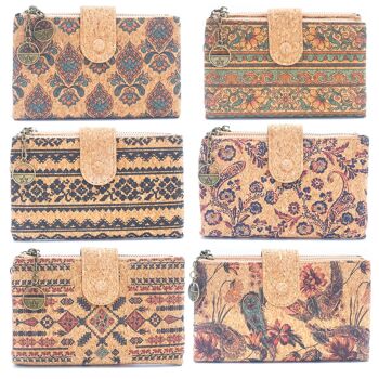 6 porte-cartes en liège avec motifs floraux (6 unités) HY-032-MIX-6 1