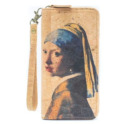 Portafoglio con cerniera in sughero classico artistico- BAG-2076-G