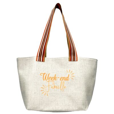 M walking bag, "Family weekend", ecru anjou orange strap
