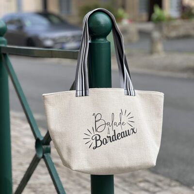 Borsa da passeggio M, "Balade à Bordeaux", cinturino ecru anjou nero