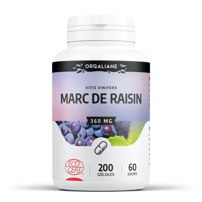 Orujo de uva ecológico - 360 mg - 200 cápsulas