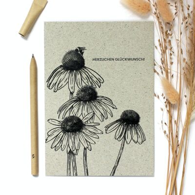 Grass paper greeting card, sun hat