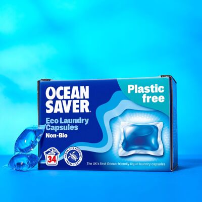 OceanSaver EcoCaps para lavandería, no biológicos, 34 x 14 ml, paquete de 5