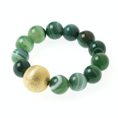 Pulsera de mujer otoño con piedras naturales y bolas de bronce.