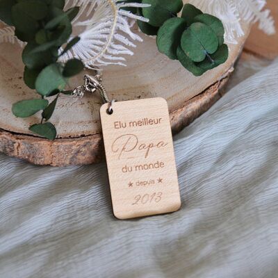 "Voted best dad in the world" wooden key ring