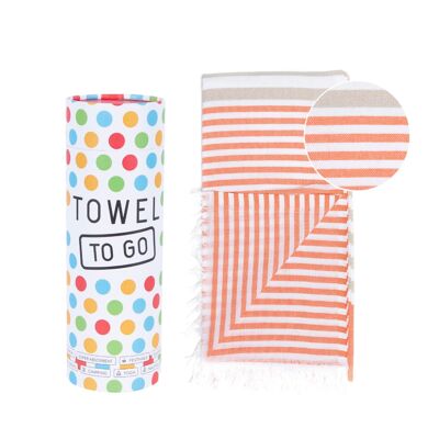 Towel to Go Bali Hamamtuch Orange/Beige, mit Recycelter Geschenkbox
