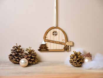 Suspension Porte Atelier du Père Noël - décoration pour sapin de Noël, suspension en bois 1