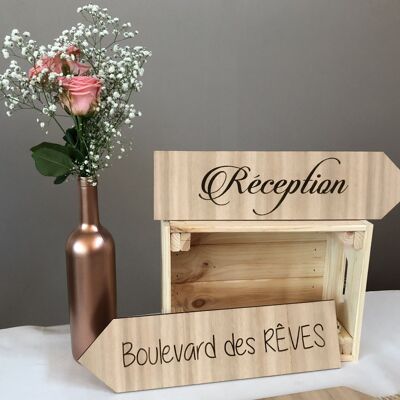 Signage for wedding - wooden sign, indication board for ceremony, reception