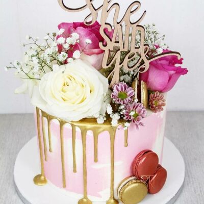 Cake topper "She Said Yes" - decorazione per torta di addio al nubilato