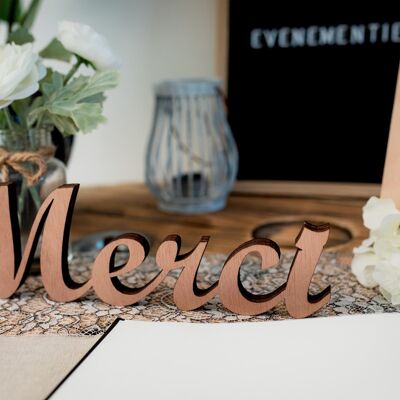 Wooden word Thank you for wedding, birthday or baptism - giant word