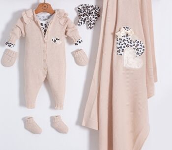 100% Bio 0-3M Baby Knitwear Newborn Leopard Set-6 pièces 3