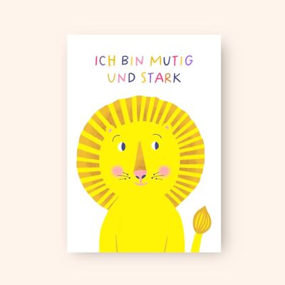 Carte avec affirmation "Lion" A6 Affirmation pour enfants