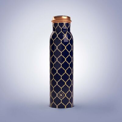 Navy Blue Moroccan Pure Copper Water Bottle