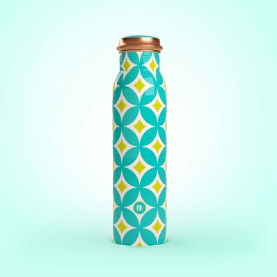 Aqua Batik Geometric Pure Copper Water Bottle