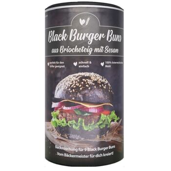 Mélange à pâtisserie Black Burger Buns à base de pâte à brioche au sésame 1
