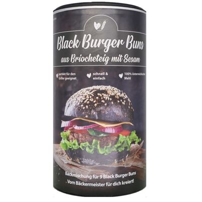 Backmischung Black Burger Buns aus Briocheteig mit Sesam