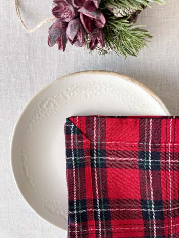 Serviette de table en lin tartan rouge - ÉDITION DE NOËL 4