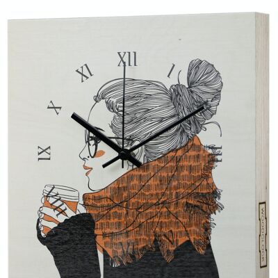 Reloj de pared "La hora del té del reloj de madera"