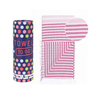 Towel to Go Bali Hamamtuch Fuchsia/Rosa, mit Recycelter Geschenkbox