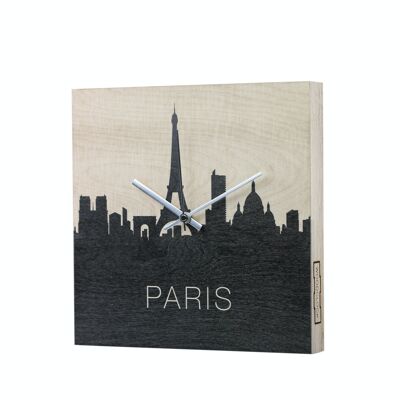 Reloj de pared "Woodclock Timezone - París"