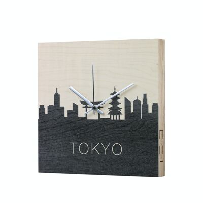 Reloj de pared "Woodclock Timezone - Tokio"
