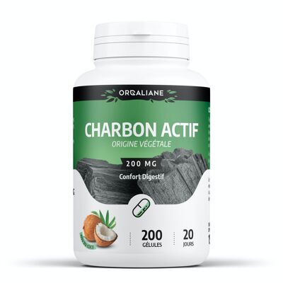 Activated vegetable charcoal - 200 mg - 200 capsules