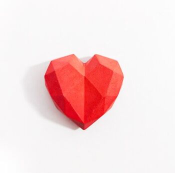 Magnet frigo coeur origami en béton rouge 2