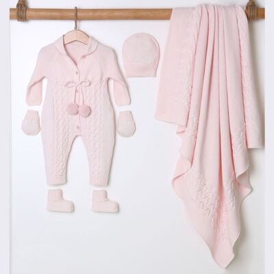100% Organic Cotton 0-3M Baby Knitwear Pom Pom Set- 5 pieces