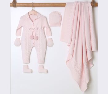 100% coton biologique 0-3M Baby Knitwear Pom Pom Set - 5 pièces 1