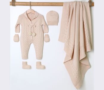 100% coton biologique 0-3M Baby Knitwear Pom Pom Set - 5 pièces 2