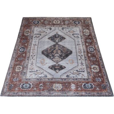 Vloerkleed Karaca Antracite/Marrone 09 – 160 x 230 cm