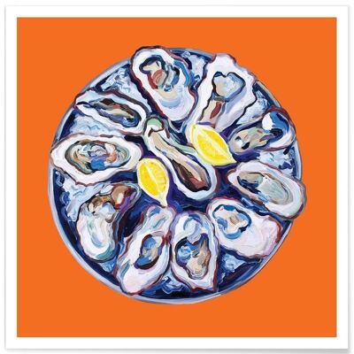 OYSTERS ON A PLATE ORANGE POSTER