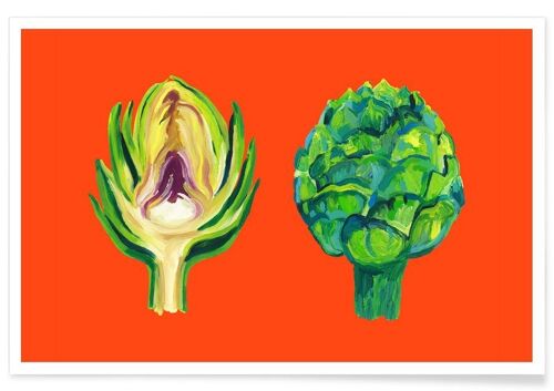 ARTICHOKES ON ORANGE POSTER