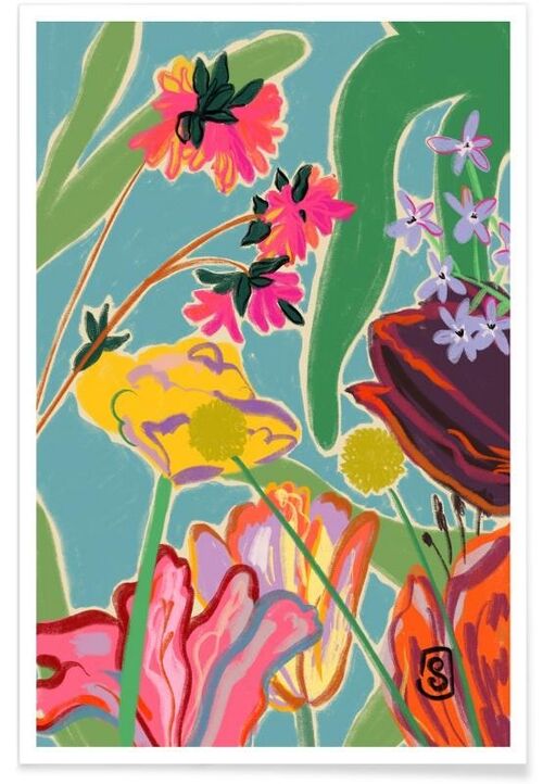 COLOURFUL FLOWERS MEDITATION POSTER