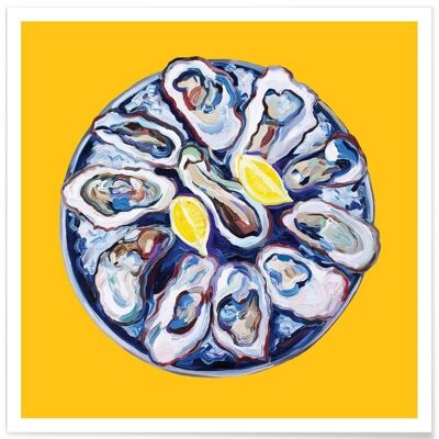 OYSTERS ON A PLATE YELLOW POSTER